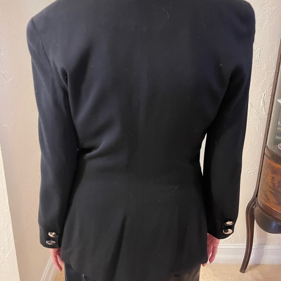 Carmel Double Breasted black Blazer with Leopard Accent - Picture 2 of 5